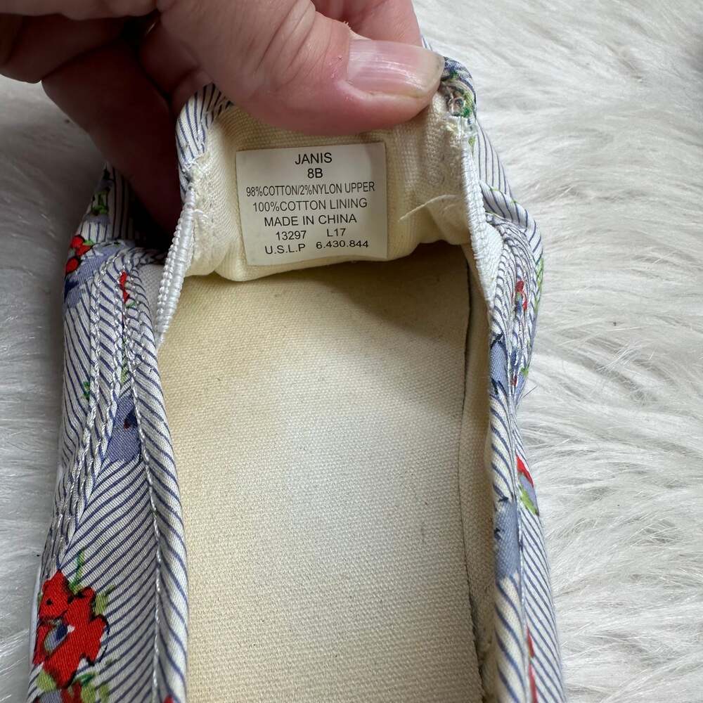 Lauren‎ Ralph Lauren Janis pinstripe floral canvas slip-on sneakers - Picture 4 of 5